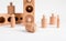 Montessori knobbed wooden cylinders with blocks. Kids puzzle for development of eye hand coordination and concentration