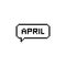 Month of April pixel art lettering in speech bubble