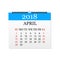 Monthly calendar 2018. Tear-off calendar for April. White background. Vector illustration