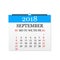 Monthly calendar 2018. Tear-off calendar for September. White background. Vector illustration