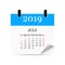 Monthly calendar 2019 with page curl. Tear-off calendar for July. White background. Vector illustration