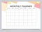 Monthly schedule planner worksheet design template
