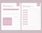 Monthly and weekly budget planners. White and rose colors. Print, vector