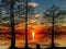 Monticello reservoir in south carolina at sunset