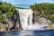 Montmorency Falls, large waterfall in Quebec city, Canada. Famous popular tourist destination in Quebec, tourism travel