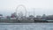 Montreal big wheel Old Port winter foggy scene