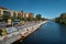 MONTREAL, CANADA -19 OCT 2018- View of Ecluse du Canal de Lachine locks on the Lachine Canal, near the Lachine Canal Historical