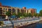 MONTREAL, CANADA -19 OCT 2018- View of Ecluse du Canal de Lachine locks on the Lachine Canal, near the Lachine Canal Historical