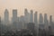 Montreal Downtown in the smoke of Canadian forest fires