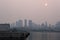 Montreal Downtown in the smoke of Canadian forest fires