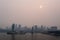 Montreal Downtown in the smoke of Canadian forest fires