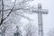 Montreal Mont-Royal Cross during snow storm
