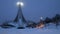 Montreal Olympic Parc under Snow at Night