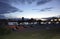 Montreal Panorama by night over river Saint Lawrence in Canada