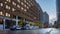 Montreal police vehicles waiting to depart from SPVM headquarters