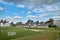 Montreal, Quebec, Canada September 01, 2018: Soccer field with Pumping station McTavish Montreal Canada, traveling across Canada
