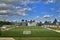Montreal, Quebec, Canada September 01, 2018: Soccer field with Pumping station McTavish Montreal Canada, traveling across Canada