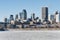 Montreal Skyline and Frozen St Lawrence river