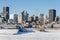 Montreal Skyline and Frozen St Lawrence river