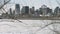 Montreal skyline view from Ste-Helene island in winter