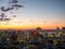 Montreal sunrise viewed from Mount Royal with city skyline in the morning