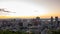 Montreal sunrise viewed from Mount Royal with city skyline in the morning