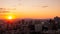 Montreal sunrise viewed from Mount Royal with city skyline in the morning