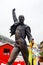 Montreux, Switzerland -OCTOBER 22, 2019 :The statue Freddie Mercury is the singer of Queen band  at Geneva lake, Montreux,