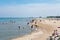 Montrose Dog Beach and Lake Michigan with People in Uptown Chicago
