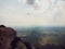 Montserrat, Catalonia, Spain. Top View Of Hillside Cave Santa Cova De Montserrat Or Holy Cave Of Montserrat In Summer