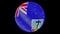 Montserrat flag in a round ball rotates. Flicker and shine. Animation loop