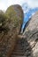 Montserrat mountain path steps near Barcelona in Spain