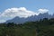 Montserrat saw mountain range from Manresa near Barcelona in Spain