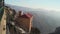 Montserrat, Spain January 11, 2019. View to railway to pass by the valley from above in Monistrol de Montserrat