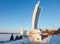 Monument Boat at the city embankment in Samara, Russia
