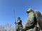 Monument of Cervantes. Don Quijote. Plaza de EspaÃ±a, Madrid, Spain. Blue sky