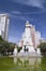 The monument of Cervantes in Madrid, Spain