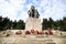 The Monument of Country Heroes at the Military Academy in Bucharest after a ceremony, with funeral wreaths