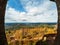 Monument on the Donon mountain peak in the Vosges. Historic sacred place where the rituals of the Celts and Proto-Celts took place