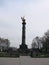 The monument of Glory cast-iron column with the bronze parts and the eagle. Poltava. Ukraine.