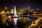 Monument Heroes Waibaidu Bridge Bund Night Lights Shanghai China