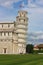 The monument of the leaning tower of Pisa built in marble in piazza dei miracoli