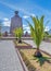 Monument of the Middle of the World and palm trees