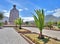 Monument of the Middle of the World and palm trees