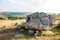 The monument of nature is megalith `Horse Stone` Kon kamen in the valley of the Krasivaya Mecha River