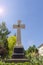 Monument Orthodox cross in the monastery in the village of Lukino, Moscow region