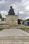 Monument of otoman architect Mimar Sinan and Selimiye Mosque in city of Edirne, Turkey