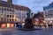 Monument on Place Gutenberg in Strasbourg in January evening