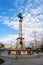 Monument on Riga fountain in the small park in front of the Rizhskiy Railway Station in Moscow.