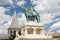 Monument of Saint Stephen - the first king of Hungary in front o